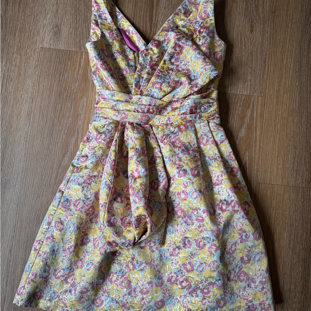 Zac Posen Floral Yellow and Pink Dress